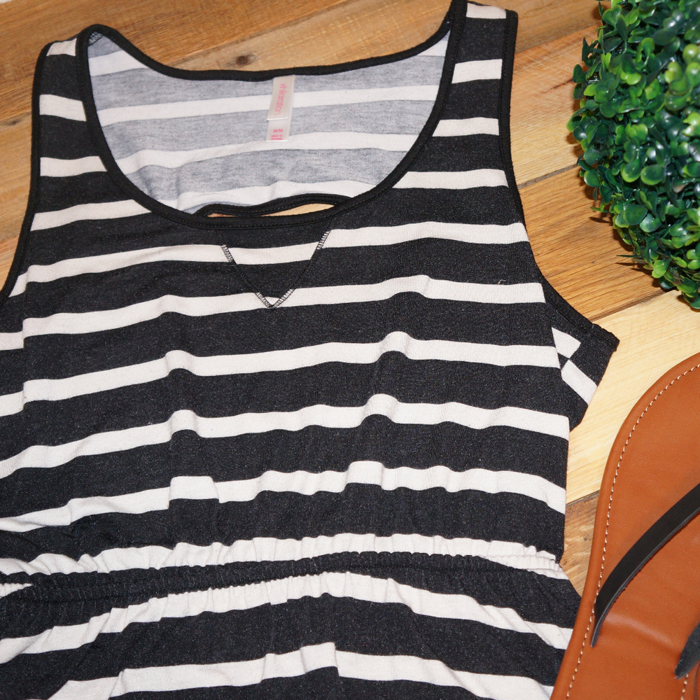 Fit and flare striped midi dress